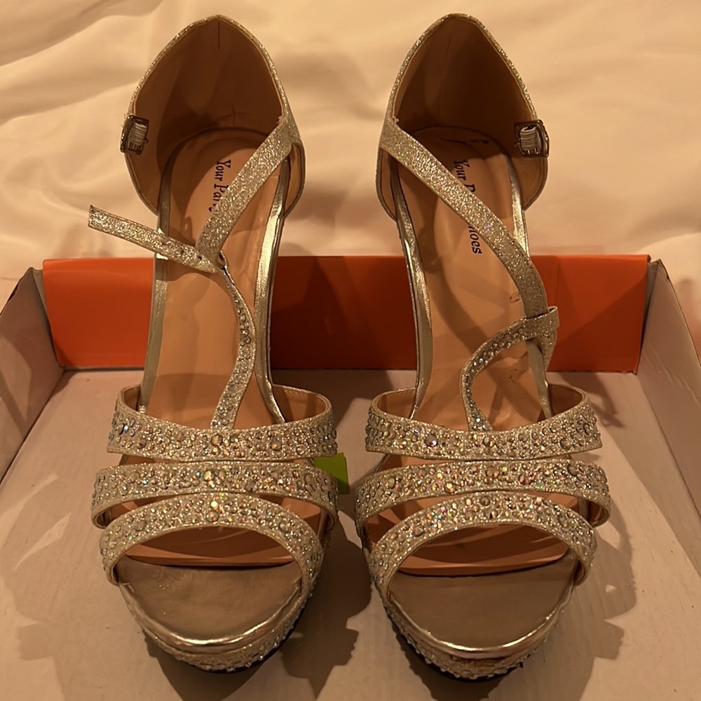 Silver Rhinestone Wedges - Picture 2 of 5